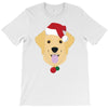 golden retriever dog with red santa's hat T-Shirt