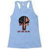 skull us flag live free or die Racerback Tank