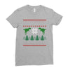 ugly dinosaur christmas Ladies Fitted T-Shirt