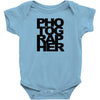 photographer camera photography modern text photos scrapbook geek t sh Baby Onesie