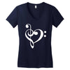 music heart rock baseball Women's V-Neck T-Shirt
