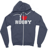 i love rugby mens funny cotton Zipper Hoodie