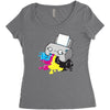 puker printer Women's Triblend Scoop T-shirt