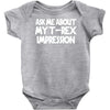 childrens ask me about my t rex flip Baby Onesie