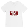 mission college maroon V-Neck Tee