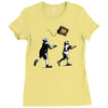 banksy kids play t.v. ball Ladies Fitted T-Shirt