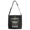 legendary riders are born in 1979 Adjustable Strap Totes