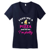 feed me a pizza and tell me i'm pretty Women's V-Neck T-Shirt