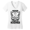 Never Underestimate Dog Rescuer Who Was Born November Women's V-Neck T-Shirt