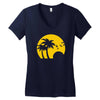beach silhouette birds sand sunset Women's V-Neck T-Shirt
