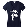 palm tree sticker vinyl decal tropical island beach ocean wall car win Women's V-Neck T-Shirt