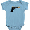 black gold gun pullover Baby Onesie