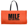 milf man i love fishing t shirt funny outdoors clever humor tee fisher Weekender Totes