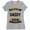 Super Cool Daddy Of A Freaking Awesome Son Ladies Fitted T-Shirt