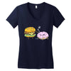 cheeseburger pranks doughnut Women's V-Neck T-Shirt