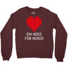 nerd shirt design  herz f&uuml;r nerds computer gaming fun big bang minecr Crewneck Sweatshirt