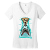 pizza shark graphic Women's V-Neck T-Shirt