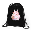 totoro with asian landscape Drawstring Bags