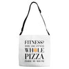 fitness  more like fitness whole pizza inside my mouth Adjustable Strap Totes