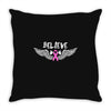 angel wing believe breast cancer Throw Pillow