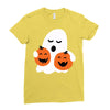 pumpkin with boo Ladies Fitted T-Shirt