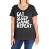 eat sleep game repeat Ladies Curvy T-Shirt