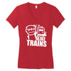 i like trains Women's V-Neck T-Shirt