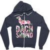 dachshund floral Zipper Hoodie