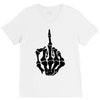 middle finger skeleton bone skull grafitti art V-Neck Tee