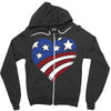 disstressed america flag heart Zipper Hoodie