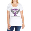 my hero is now my angel pancreatic cancer awareness Ladies Curvy T-Shirt