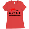the goat white t shirt greatest of all time basketball baseball footba Ladies Fitted T-Shirt