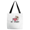 i love my rabbit Tote Bags