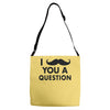 i mustache you a question Adjustable Strap Totes