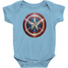 cotton captain america shield distressed, ideal gift or present Baby Bodysuit