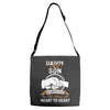 daddy and son not always eye to eye Adjustable Strap Totes