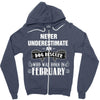 never underestimate an old man who was born in february Zipper Hoodie