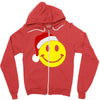 smiley face wears santa hat merry christmas Zipper Hoodie
