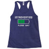 low battery introvert pun humor Racerback Tank