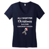 all i want for christmas is a cure carcinoid cancer Women's V-Neck T-Shirt