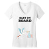 Baby On Board with Stork Women's V-Neck T-Shirt
