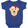 golden retriever dog with red santa's hat Baby Bodysuit