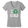 i recycle girls slogan text funny baseball jersey Women's V-Neck T-Shirt