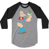 popeye spinach retro mens funny 3/4 Sleeve Shirt