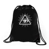 all seeing eye Drawstring Bags