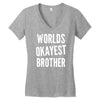 worlds okayest brother funny Women's V-Neck T-Shirt