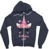 birthday unicorn family series birthday girl Zipper Hoodie