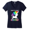 look it's a magical fck unicorn funny Women's V-Neck T-Shirt