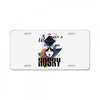 who loves husky License Plate