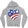 disstressed america flag heart Zipper Hoodie
